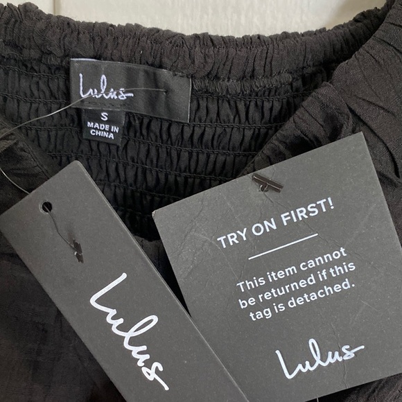 Lulu's Black Ruffled Crop Top - Picture 5 of 5